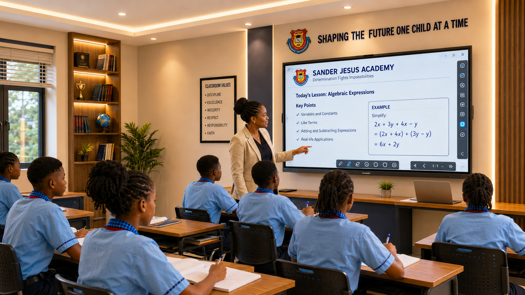 Modern classroom at Sander Jesus Academy