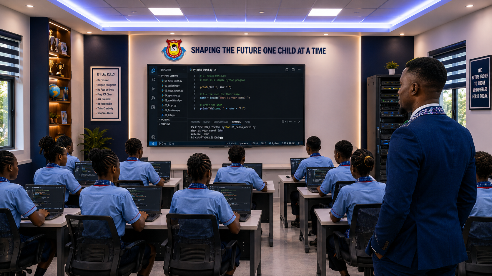 Students in ICT lab